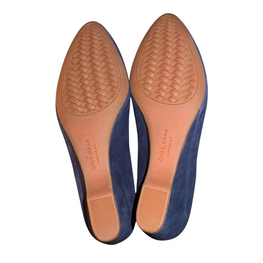 Cole Haan Tali Grand Waterproof Wedge Pump Womens 6.5B Pre-Owned Heel Blue Suede